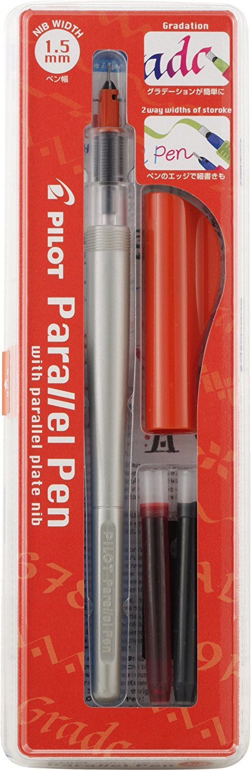 Pilot Parallel Pen 2-color Calligraphy Pen Set, black and red ink